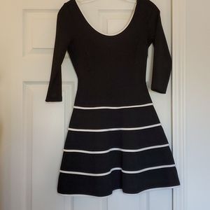 Aqua Black Dress with White Piping detail